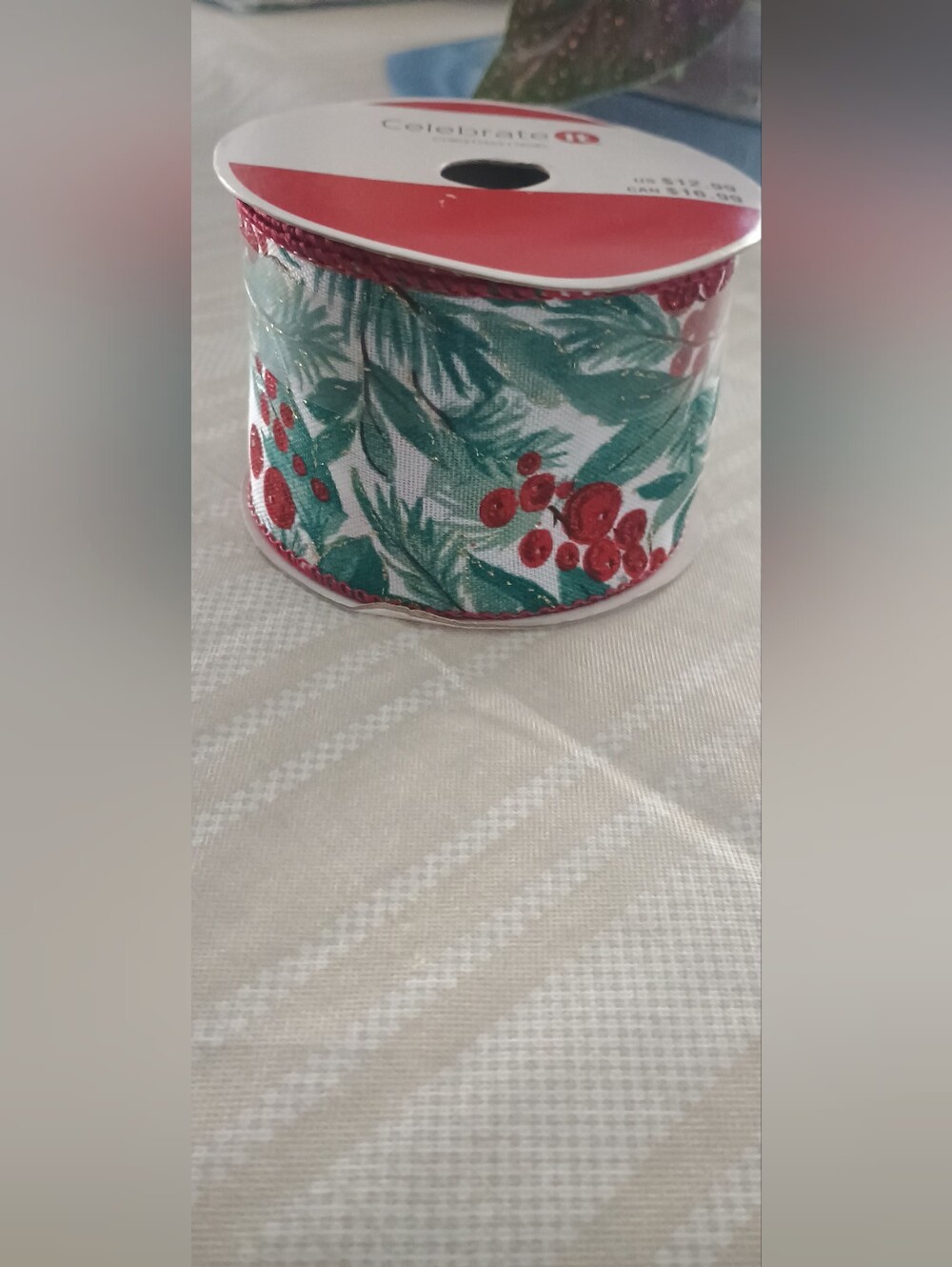 Celebrate It Holiday Holly Ribbon - Red and Green